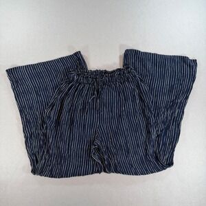 American Eagle Wide Leg‎ Paperbag Pants Navy White Striped Womens Small